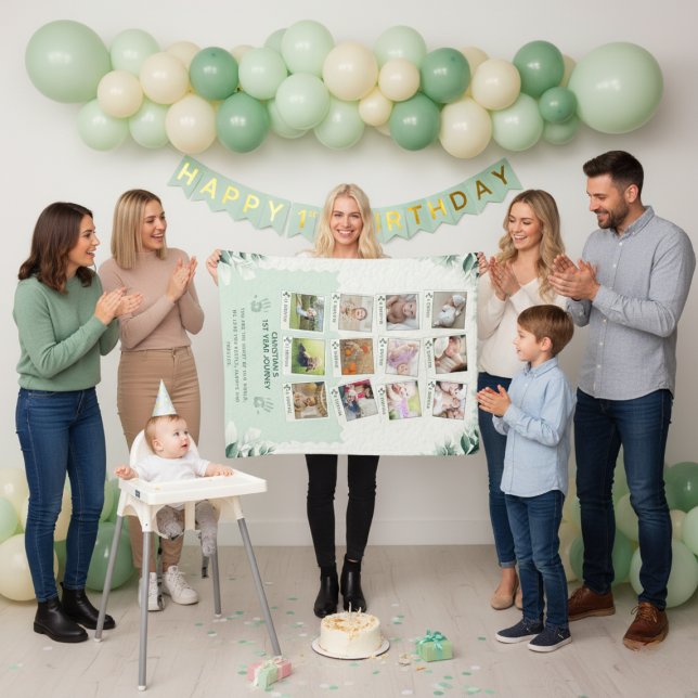 Anpassningsbar Baby's 1st Year Journey Photo Colla Fleecefilt (Skapare uppladdad)