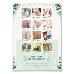 Anpassningsbar Baby's 1st Year Journey Photo Colla Fototryck