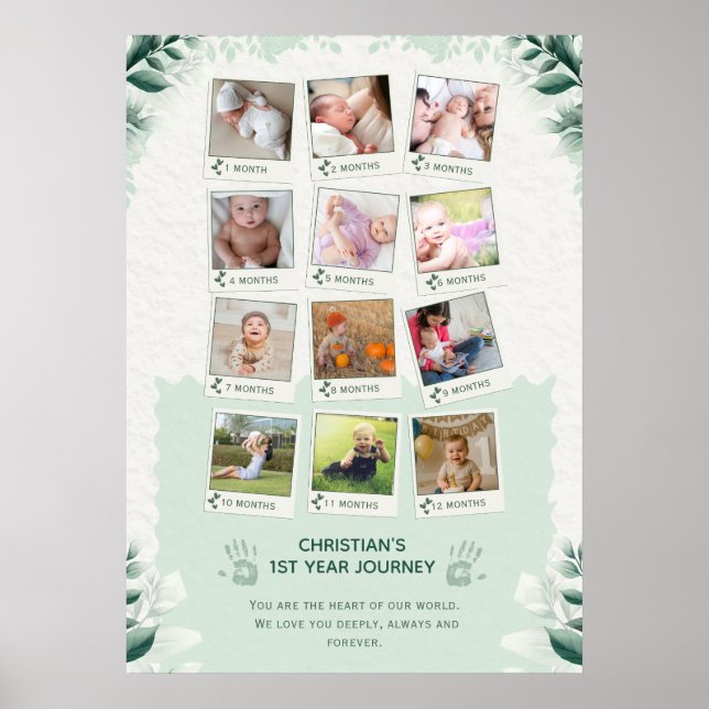 Anpassningsbar Baby's 1st Year Journey Photo Colla Poster (Framsidan)