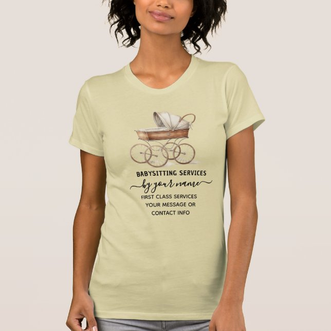 Anpassningsbar Babysit Services T Shirt (Framsida)