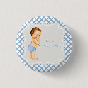 Anpassningsbar Babyskor Party Blue Grandma Button Knapp