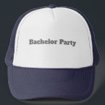 Anpassningsbar Bachelor Party text Navy Färg Hats  Keps<br><div class="desc">Text från Bachelor Party Navy Färg Hats eller Caps och du kan redigera texten från Bachelor Party. Färg i Hat: White and Navy Bachelor Party text namn Hats eller Caps. En truckerkeps för reklampartiet är en populär typ av huvuddukar som ofta bärs av gruppen och hans grupp av vänner eller...</div>