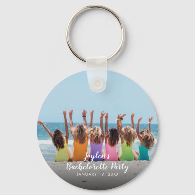 Anpassningsbar Bachelorette Party Photo Button Nyckelring (Framsida)