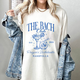 Anpassningsbar Bachelorette Retro Cocktail Blue T Shirt