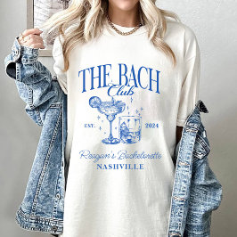 Anpassningsbar Bachelorette Retro Cocktail Blue T Shirt