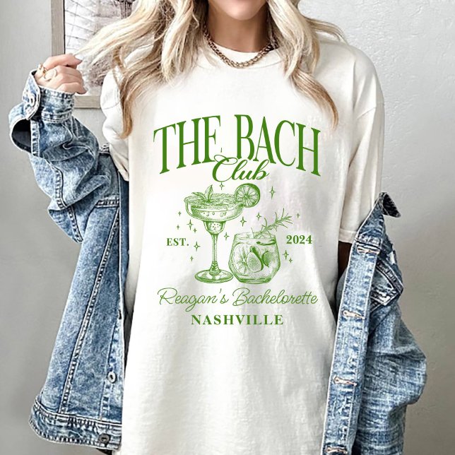 Anpassningsbar Bachelorette Retro Cocktail Grönt T Shirt (Skapare uppladdad)