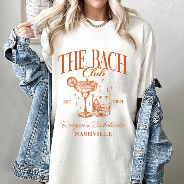 Anpassningsbar Bachelorette Retro Cocktail Orange T Shirt (Skapare uppladdad)
