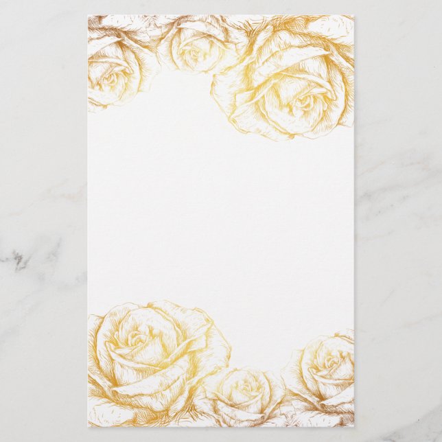 Anpassningsbar Background Vintage Ro Blommigt Faux Brevpapper (Framsida)