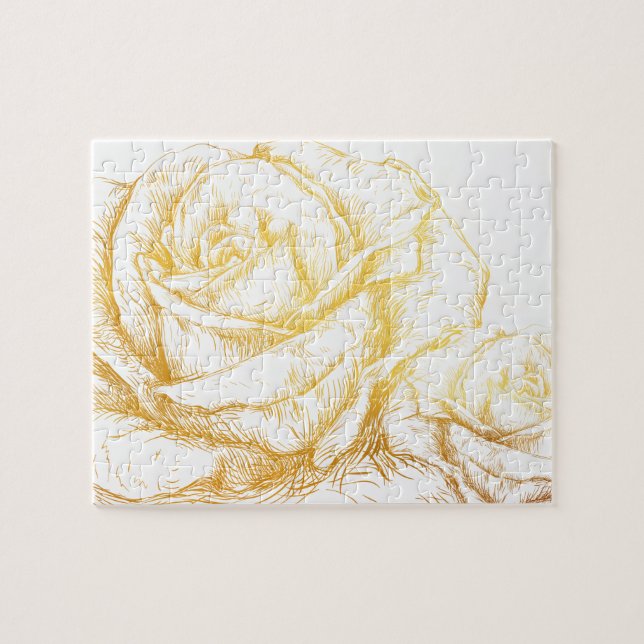 Anpassningsbar Background Vintage Ro Blommigt Faux Pussel (Horisontell)