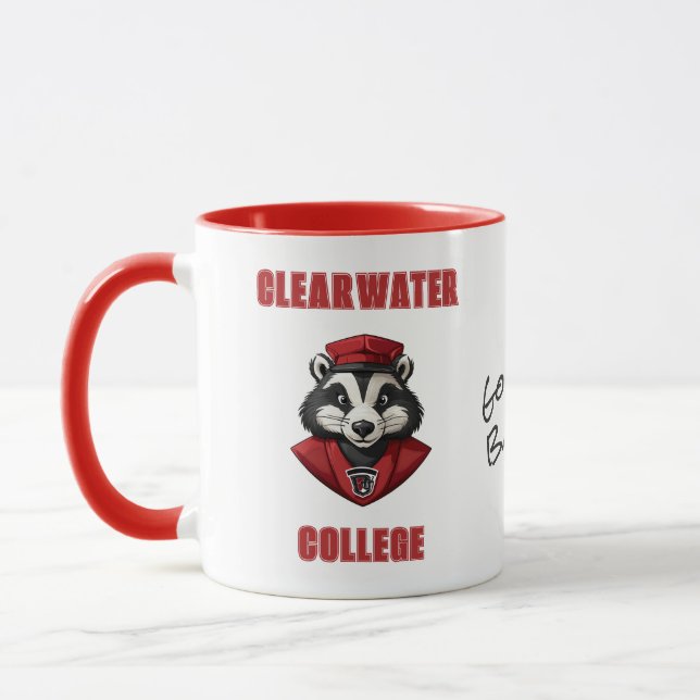 ANPASSNINGSBAR Badger Mascot | Red - School Colleg Mugg (Vänster)