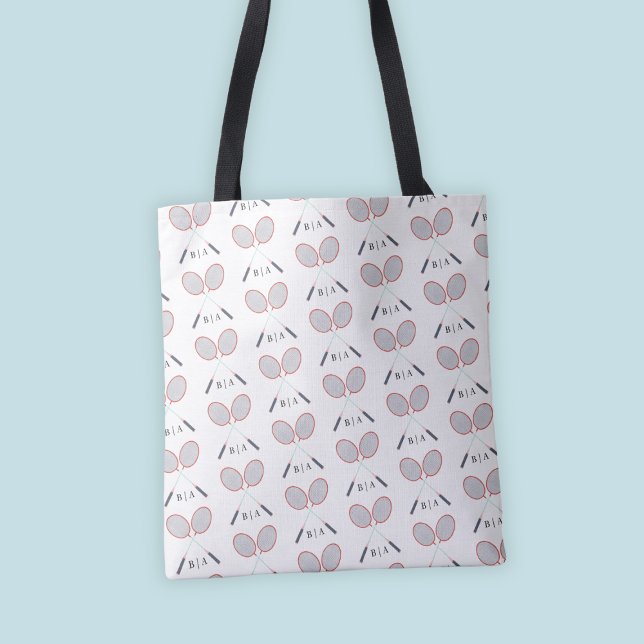 Anpassningsbar Badminton Racket Mönster Monogramme Tygkasse (Custom Badminton Racket Pattern Monogrammed Tote Bag
)