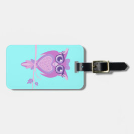 Anpassningsbar-bagagetagg för kute lila aqua killa bagagebricka
