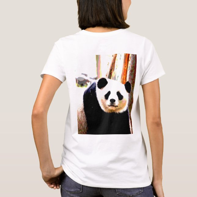 Anpassningsbar Bakåt Skriv ut Panda Bear Trendig K T Shirt (Baksida)