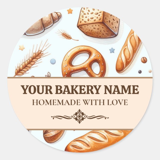 Anpassningsbar Bakery-etikett-etikett Runt Klistermärke (Framsida)