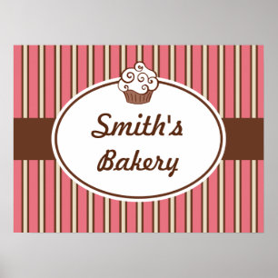 Anpassningsbar Bakery Rand-tecken Poster