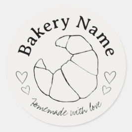 Anpassningsbar Bakery Stickers | Croissant & Heart Runt Klistermärke