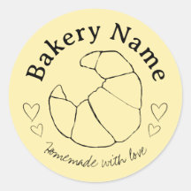 Anpassningsbar Bakery Stickers | Croissant & Heart