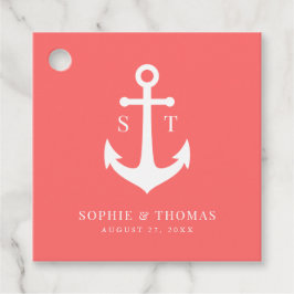 Anpassningsbar Bakgrund Färg Monogram Anchor Bröll Gåvor Etiketter