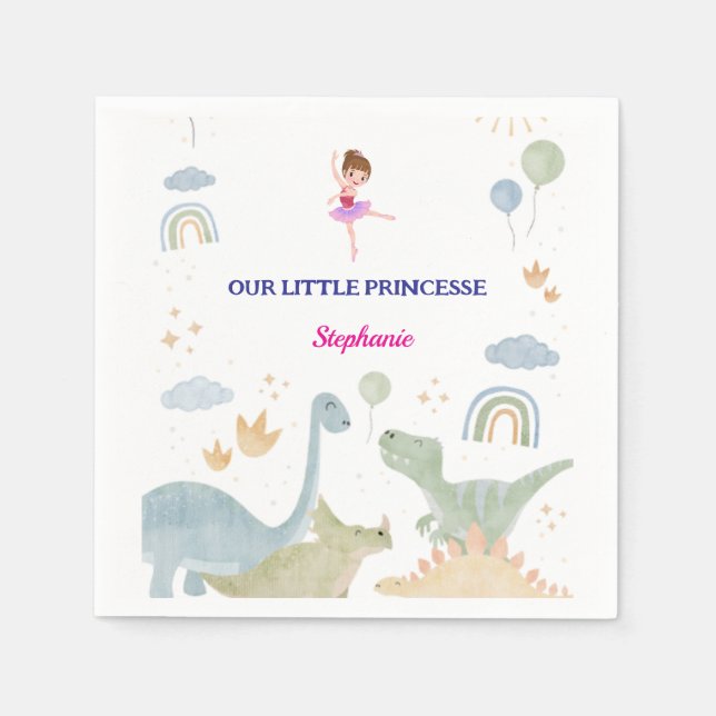 anpassningsbar-ballerina-ballongfödelsedag pappersservett (Framsidan)