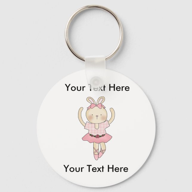 Anpassningsbar Ballerina Bunny Keychain Nyckelring (Framsida)