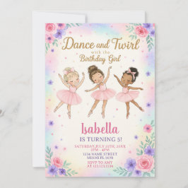 Anpassningsbar Ballerina Födelsedagsfest inbjudan