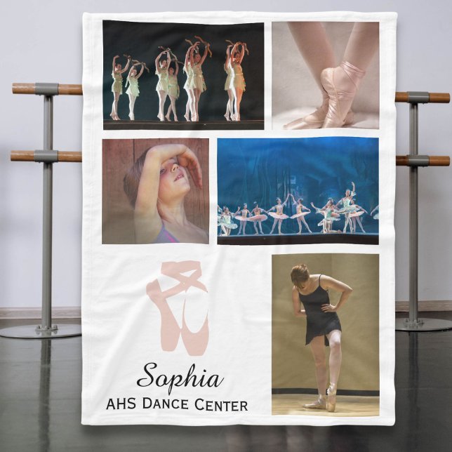 Anpassningsbar Ballet 5 Photo Collage Dancers's Na Fleecefilt (Skapare uppladdad)