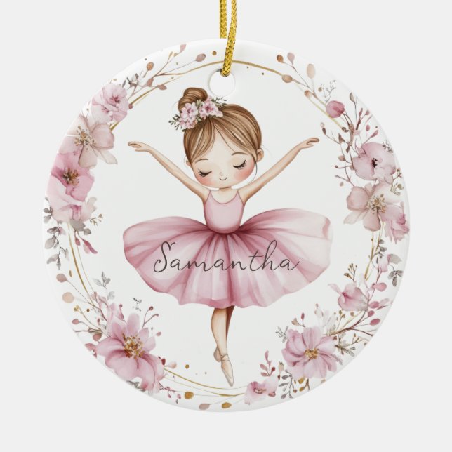 Anpassningsbar Ballet Dancer Julgransprydnad Keramik (Framsidan)