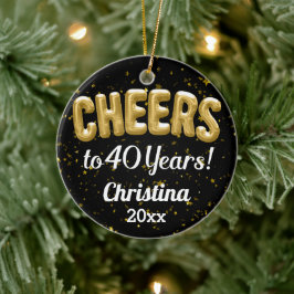 Anpassningsbar Balloons Cheers to 40 Years 40th Bi Julgransprydnad Keramik