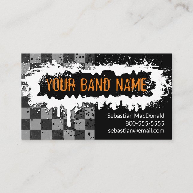 Anpassningsbar Band Biz Card Punk Rock musik Music Visitkort (Framsida)