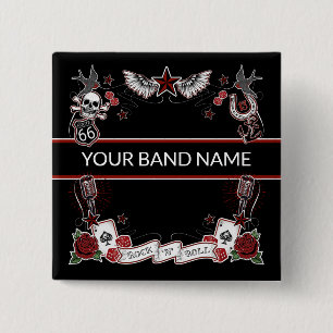 Anpassningsbar Band Merch Pin Rockabilly Sten Roll Knapp