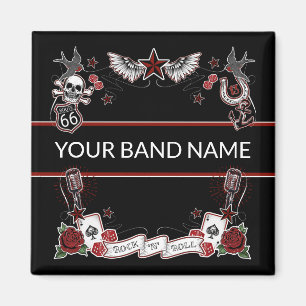 Anpassningsbar Band Merch Rockabilly Sten & Roll M Magnet
