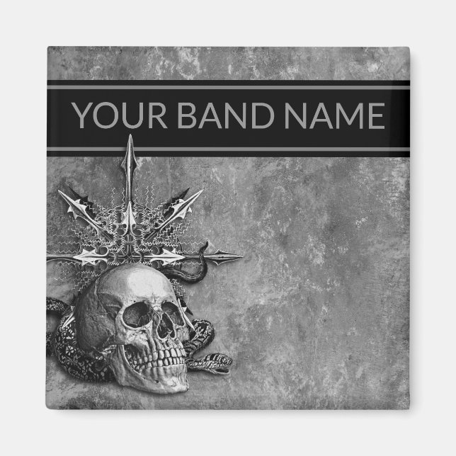 Anpassningsbar Band Merch Skull Heavy Metall Rock  Magnet (Framsidan)