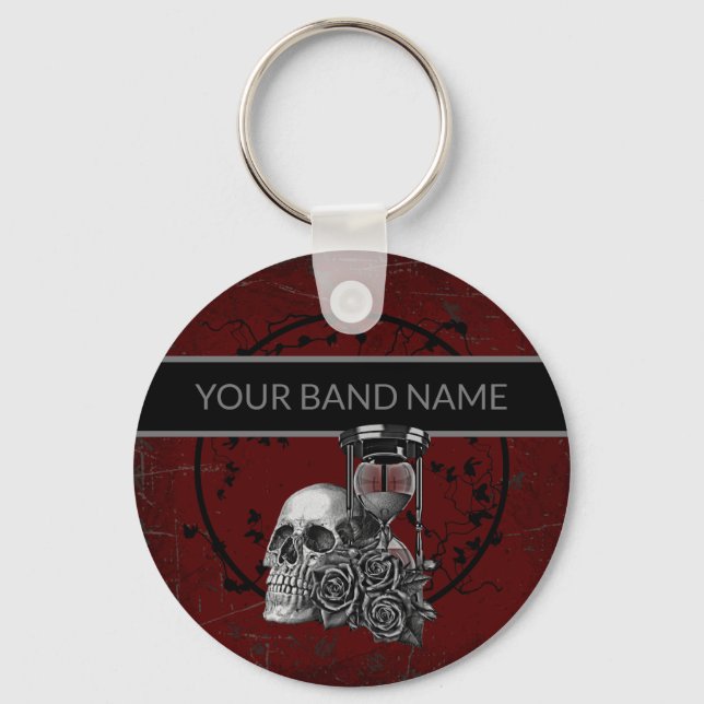 Anpassningsbar Band Merch Skull Ro Sten Gothic Mus Nyckelring (Framsida)