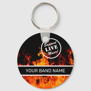 Anpassningsbar Band Merch Support Live Music Flame Nyckelring