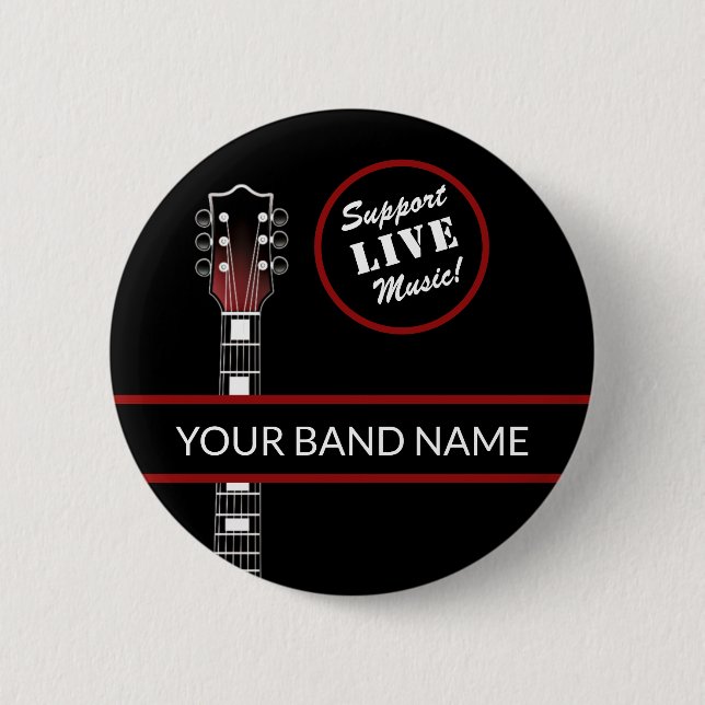 Anpassningsbar Band Merch Support Live Music Guita Knapp (Framsida)