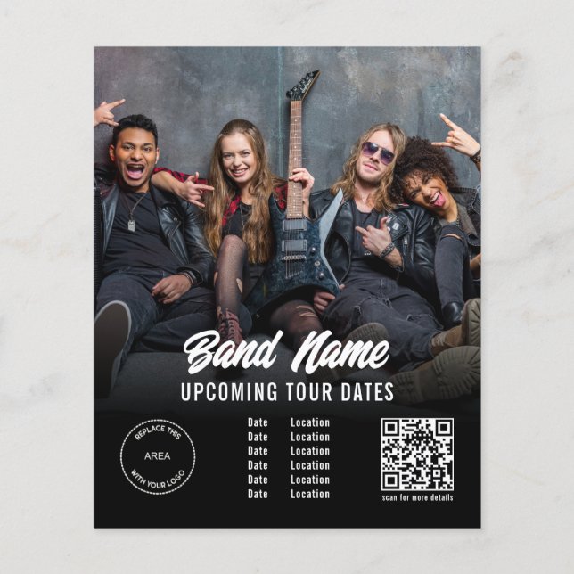 Anpassningsbar Band Photo Logotyp QR Gigs Tour Dat Flygblad (Framsidan)
