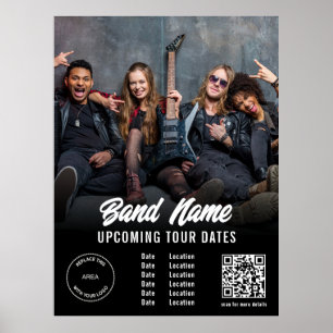 Anpassningsbar Band Photo Logotyp QR Gigs Tour Dat Poster