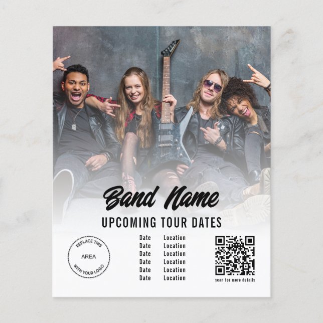 Anpassningsbar Band Photo Logotyp QR-kod Gigs Tour Flygblad (Framsidan)