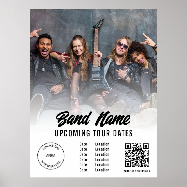 Anpassningsbar Band Photo Logotyp QR-kod Gigs Tour Poster (Framsidan)