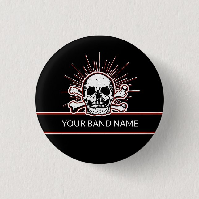 Anpassningsbar Band Pin Skull Bones Sten Punk Musi Knapp (Framsida)