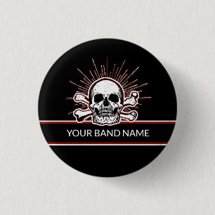Anpassningsbar Band Pin Skull Bones Sten Punk Musi Knapp