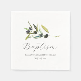 Anpassningsbar Baptism Napkins Simple Olive Gren Pappersservett