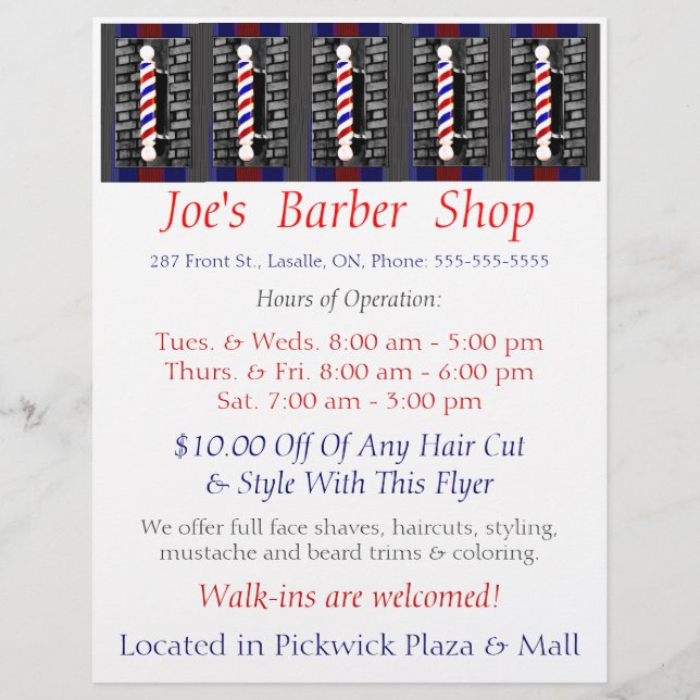Anpassningsbar Barber Shop/Annons/Flyer Reklamblad (Framsidan)