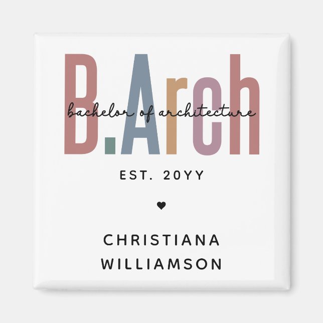 Anpassningsbar BArch Bachelor of Architecture Stud Magnet (Framsidan)