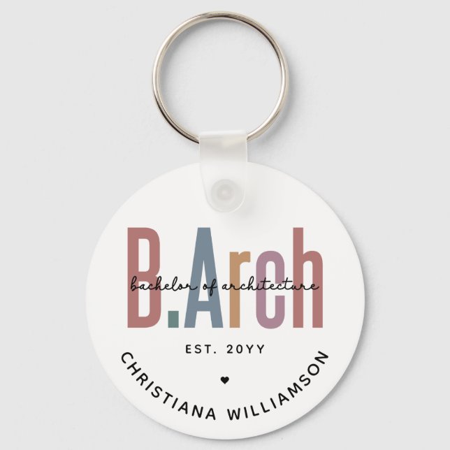 Anpassningsbar BArch Bachelor of Architecture Stud Nyckelring (Framsida)