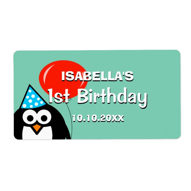 Anpassningsbar Barn 1:a födelsedag party vattenfla Fraktsedel (Framsidan)