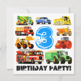 Anpassningsbar Barn 3:e födelsedagskonstruktionen Inbjudningar