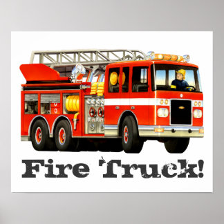 Anpassningsbar Barn Big Red Fire Lastbil Poster