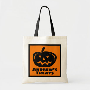 Anpassningsbar barn Halloween bus eller godis tote Tygkasse