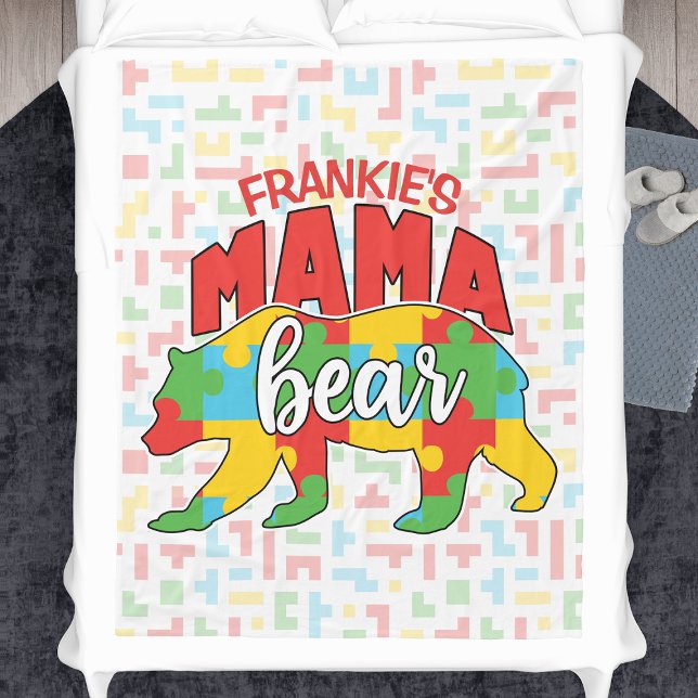 Anpassningsbar Barn Mamma Bear Autism Awareness Ma Fleecefilt (Skapare uppladdad)